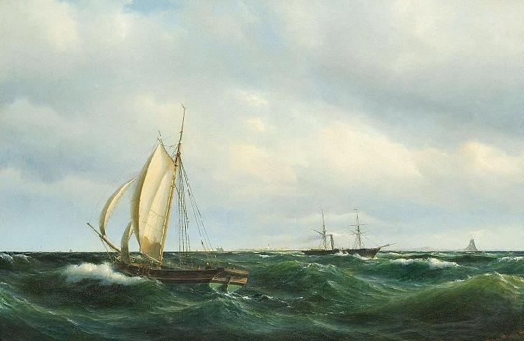 Vilhelm Melbye Stormfuld Eftermiddag i Skagerak oil painting image